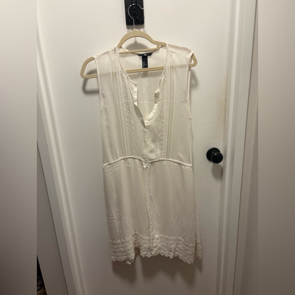 H&M Ivory Lace-Trimmed Dress